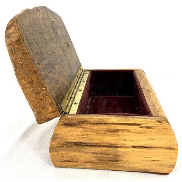 Burl Wood Jewelry Trinket Lined Hand Crafted 10 x 7 x 6" - Picture 5 of 7